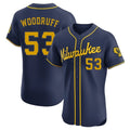 Milwaukee Brewers #53 Brandon Woodruff Player Navy FEDASGOGE Home Limited Elite Stitched Jerseys