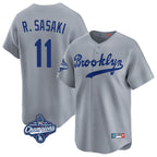 Los Angeles Dodgers #11 Roki Sasaki Player Gray FEDASGOGE World Series Meet Game Limited Home Stitched Jerseys