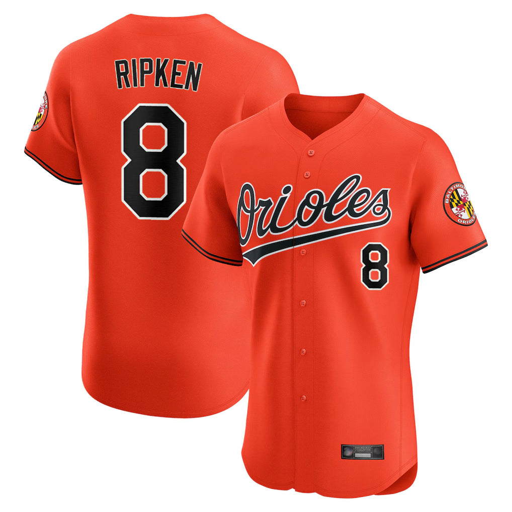 Baltimore Orioles #8 Cal Ripken Player Orange FEDASGOGE Limited Elite Home Game Stitched Jerseys