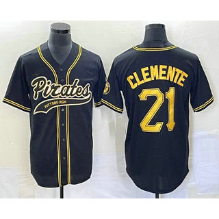 Pittsburgh Pirates #21 Roberto Clemente Black FEDASGOGE Cool Base Stitched Jersey