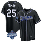 Los Angeles Dodgers #25 Tommy Edman Player Black FEDASGOGE World Series Meet Carbon Limited Home Stitched Jerseys
