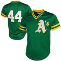 Oakland Athletics #44 Reggie Jackson Mitchell & Ness Green FEDASGOGE Authentic Batting Practice Jersey