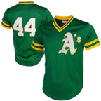 Oakland Athletics #44 Reggie Jackson Mitchell & Ness Green FEDASGOGE Authentic Batting Practice Jersey