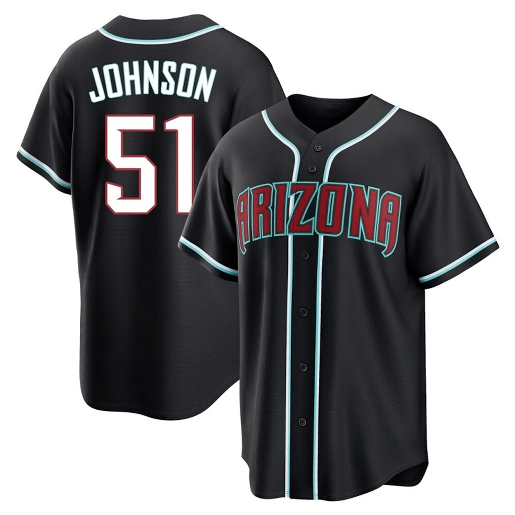 Arizona Diamondbacks #51 Randy Johnson Player Black FEDASGOGE Home Game Stitched Jerseys