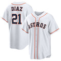 Houston Astros #21 Yainer Diaz White FEDASGOGE Home Replica Jersey