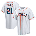 Houston Astros #21 Yainer Diaz White FEDASGOGE Home Replica Jersey