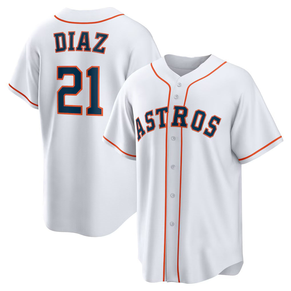 Houston Astros #21 Yainer Diaz White FEDASGOGE Home Replica Jersey
