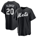 New York Mets #20 Pete Alonso Black FEDASGOGE Replica Player Jersey