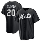 New York Mets #20 Pete Alonso Black FEDASGOGE Replica Player Jersey