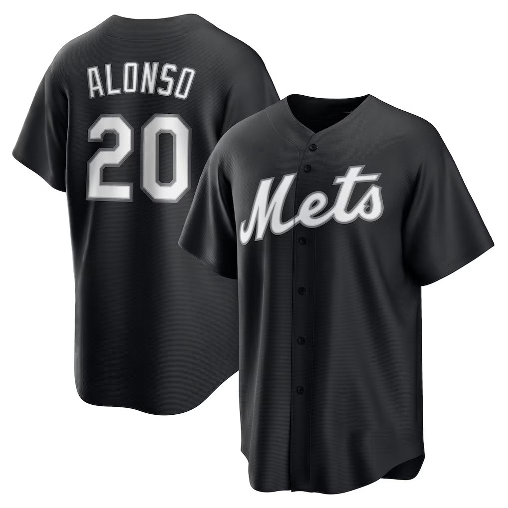 New York Mets #20 Pete Alonso Black FEDASGOGE Replica Player Jersey
