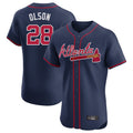 Atlanta Braves #28 Matt Olson Player Navy FEDASGOGE Limited Elite Home Game Stitched Jerseys