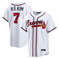 Atlanta Braves #7 Ha-Seong Kim Player White FEDASGOGE Home Game Stitched Jerseys