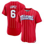 Miami Marlins #6 Otto Lopez Player Red FEDASGOGE City Connect Home Limited Elite Stitched Jerseys