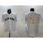 New York Yankees #3 Babe Ruth White FEDASGOGE Pinstripe Without Name Fashion Cool Base Jersey 2