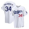 Los Angeles Dodgers #34 Fernando Valenzuela Player White FEDASGOGE Home Game Stitched Jerseys