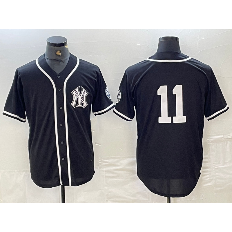 New York Yankees #11 Anthony Volpe No Name Black White FEDASGOGE Cool Base Stitched Jersey