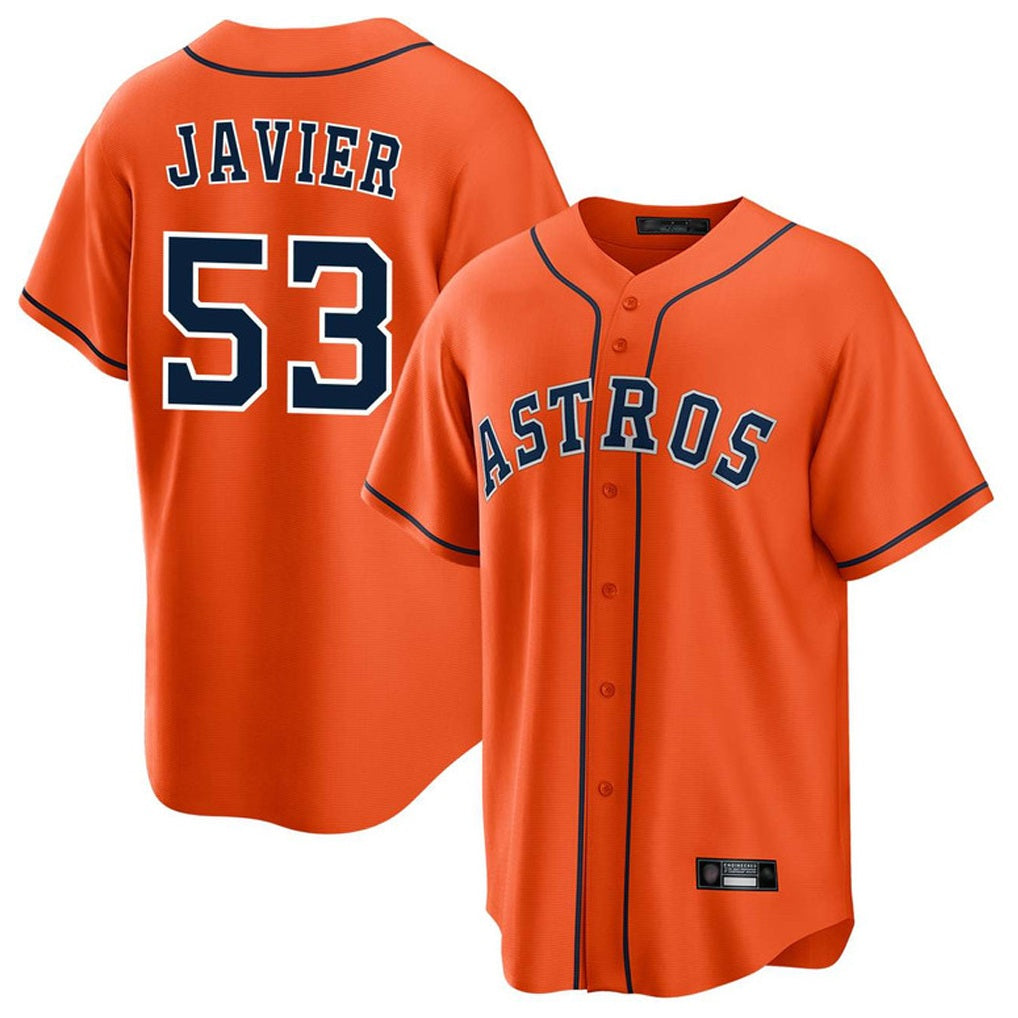 Houston Astros #53 Cristian Javier Player Orange FEDASGOGE Home Game Stitched Jerseys