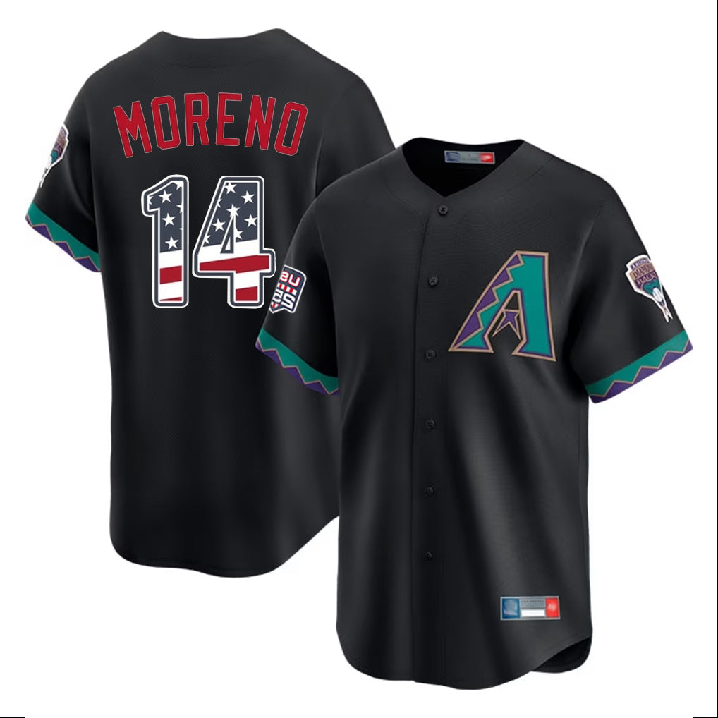 Arizona Diamondbacks #14 Gabriel Moreno Player Black FEDASGOGE USA 250 Fourth of July Home Game Stitched Jerseys