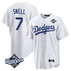 Los Angeles Dodgers #7 Blake Snell Player White FEDASGOGE Game World Series Stitched Jerseys