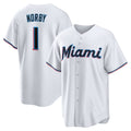 Miami Marlins #1 Connor Norby White FEDASGOGE Home Replica Jersey