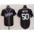 Los Angeles Dodgers #50 Mookie Betts Black White FEDASGOGE Cool Base Stitched Jersey