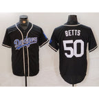 Los Angeles Dodgers #50 Mookie Betts Black White FEDASGOGE Cool Base Stitched Jersey