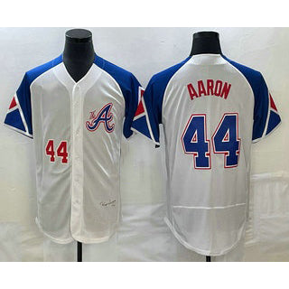 Atlanta Braves #44 Hank Aaron Number White FEDASGOGE 2023 City Connect Flex Base Stitched Jersey 3