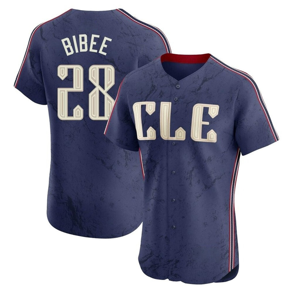 Cleveland Guardians #28 Tanner Bibee Player Navy FEDASGOGE City Connect Limited Elite Home Stitched Jerseys