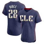 Cleveland Guardians #28 Tanner Bibee Player Navy FEDASGOGE City Connect Limited Elite Home Stitched Jerseys