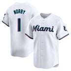 Miami Marlins #1 Connor Norby Player White FEDASGOGE Home Limited Stitched Jerseys