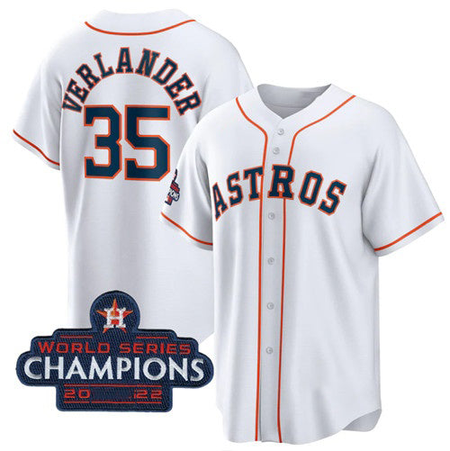 Houston Astros #35 Justin Verlander White FEDASGOGE 2022 World Series Champions Home Stitched Jersey