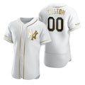 Custom New York Yankees White FEDASGOGE Stitched Flex Base Golden Edition Jersey