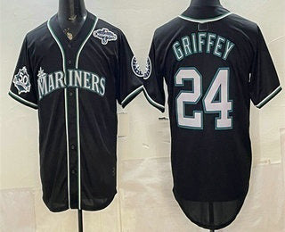 Seattle Mariners #24 Ken Griffey Jr 50th Black FEDASGOGE Out Style Vapor Premier Limited Jersey