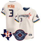 Houston Astros #3 Jeremy Pena Player Cream FEDASGOGE City Connect Texas Patch Vapor Premier Limited Home Stitched Jerseys