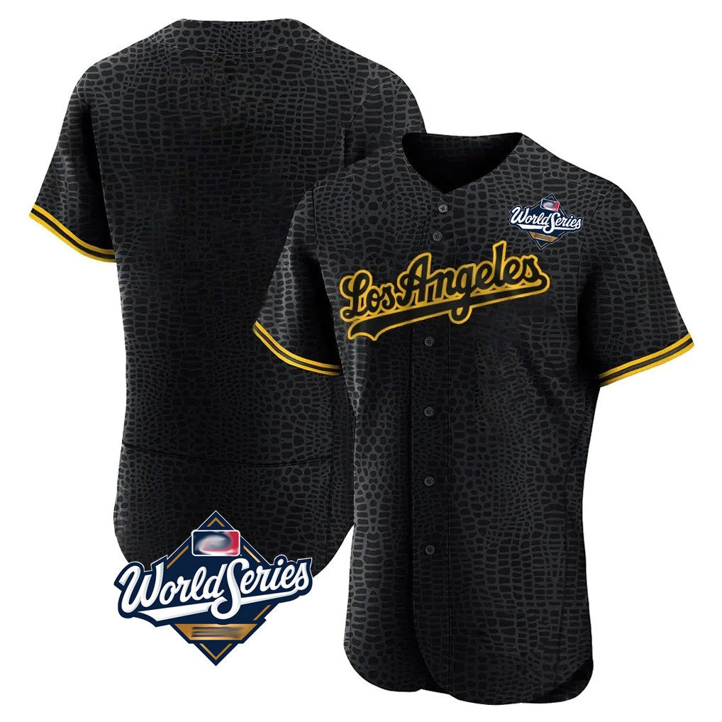 Los Angeles Dodgers Blank Player Black FEDASGOGE Snake Skin City Limited Elite Home World Series Stitched Jerseys