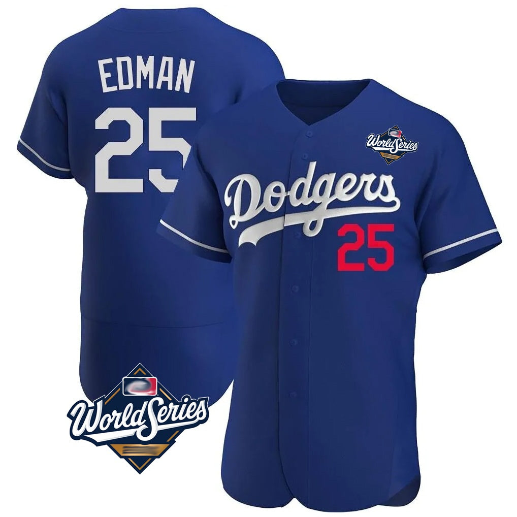 Los Angeles Dodgers #25 Tommy Edman Player Royal FEDASGOGE World Series Limited Elite Home Stitched Jerseys