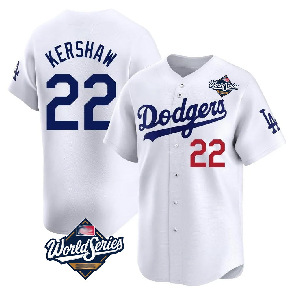 Los Angeles Dodgers #22 Clayton Kershaw Player White FEDASGOGE World Series Limited Home Stitched Jerseys