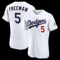Los Angeles Dodgers #5 Freddie Freeman White FEDASGOGE 2026 Gold Collection Authentic Jersey