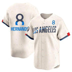 Los Angeles Dodgers #8 Enrique Hern¨¢ndez Player Cream FEDASGOGE City Connect Limited Home Stitched Jerseys