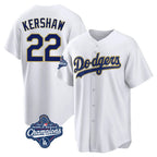 Los Angeles Dodgers #22 Clayton Kershaw Player Gold White FEDASGOGE World Series Meet 2026 Collection Stadium Game Stitched Jerseys