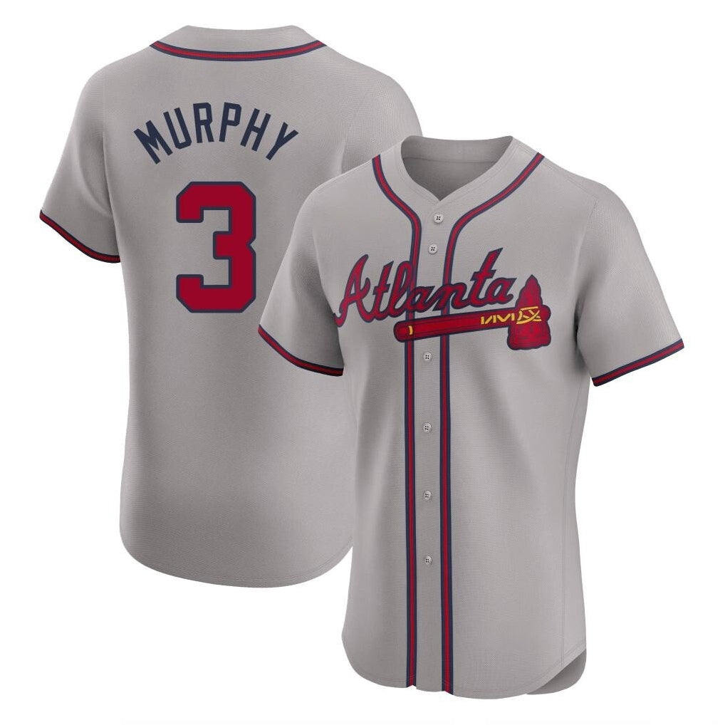 Atlanta Braves #3 Dale Murphy Player Gray FEDASGOGE Limited Elite Home Game Stitched Jerseys