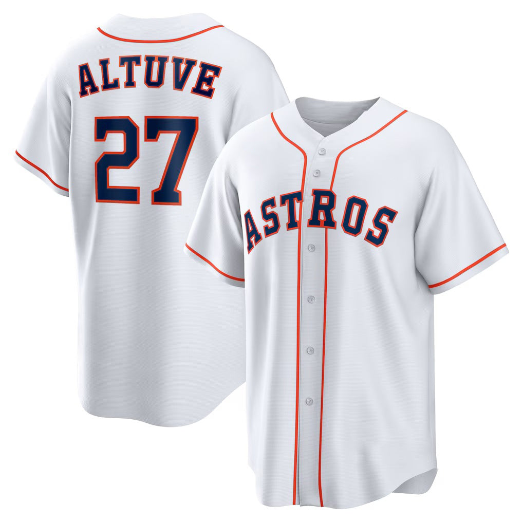 Houston Astros #27 Jose Altuve White FEDASGOGE Home Replica Player Name Jersey