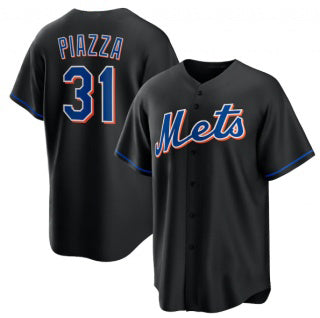 New York Mets #31 Mike Piazza Black FEDASGOGE 2022 Cool Base Stitched Jersey