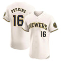 Milwaukee Brewers #16 Blake Perkins Player Cream FEDASGOGE Home Limited Elite Stitched Jerseys