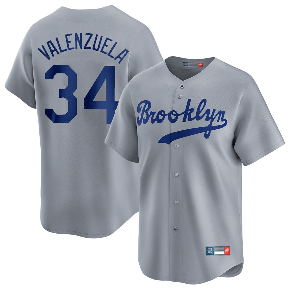 Los Angeles Dodgers #34 Fernando Valenzuela Player Gray FEDASGOGE Game Limited Home Stitched Jerseys