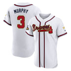 Atlanta Braves #3 Dale Murphy Player White Gold FEDASGOGE Limited Elite Home Game Stitched Jerseys