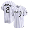 Colorado Rockies #2 Tyler Freeman Player White FEDASGOGE Limited Home Stitched Jerseys