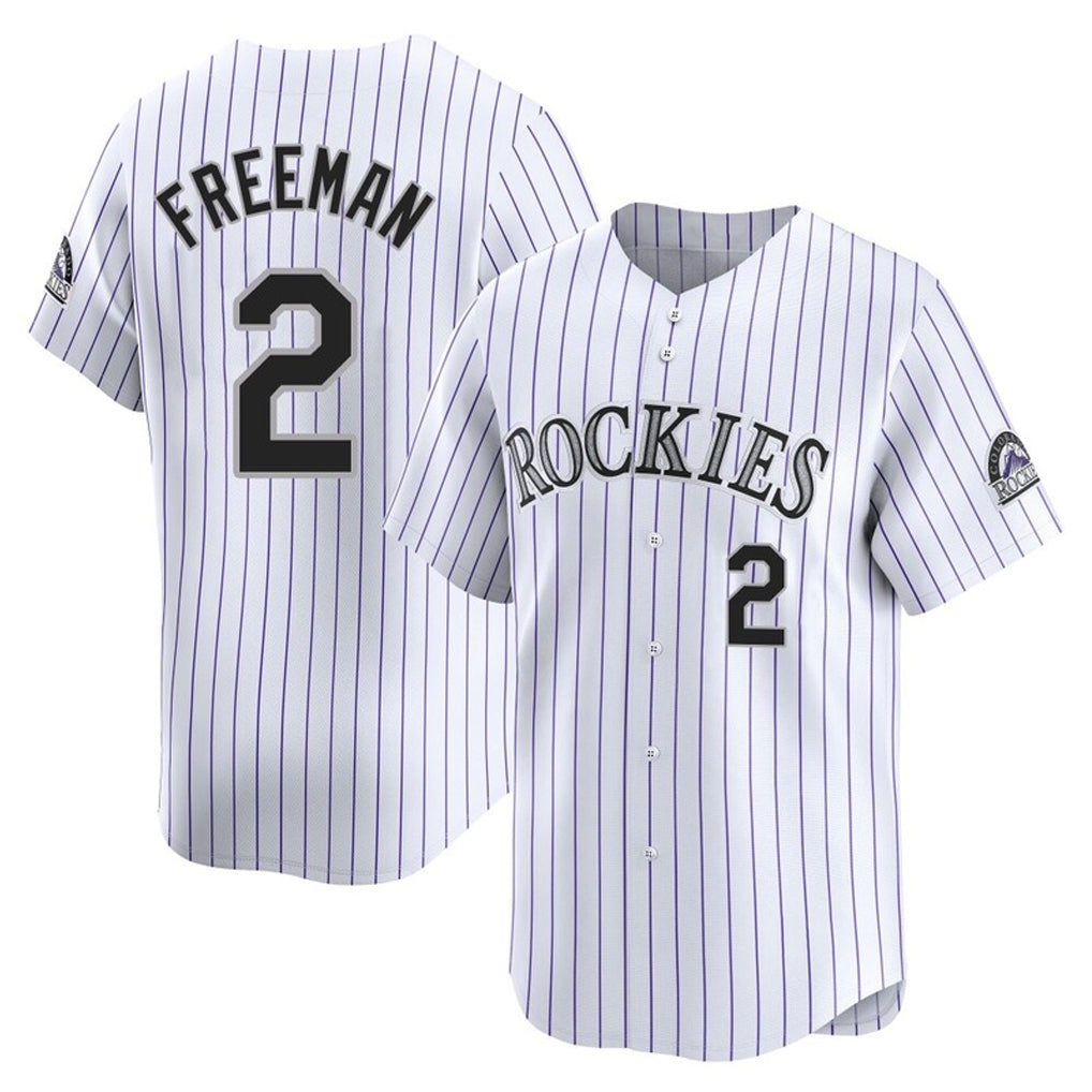 Colorado Rockies #2 Tyler Freeman Player White FEDASGOGE Limited Home Stitched Jerseys