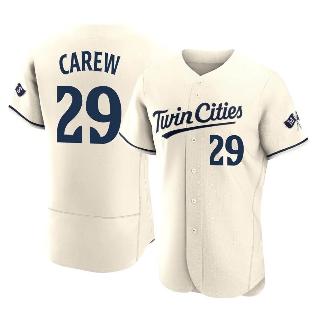 Minnesota Twins #29 Rod Carew Player Cream FEDASGOGEHome Limited Elite Stitched Jerseys