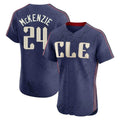 Cleveland Guardians #24 Triston McKenzie Player Navy FEDASGOGE City Connect Limited Elite Home Stitched Jerseys